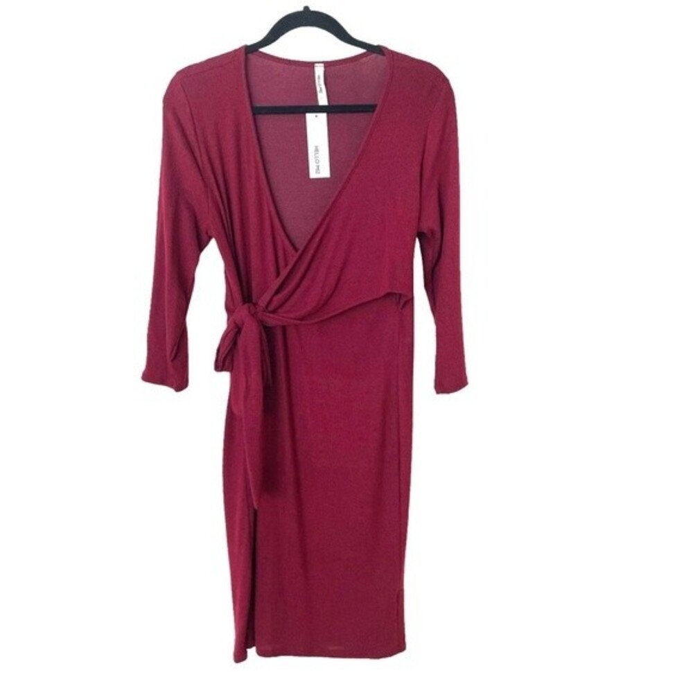 Hello MIZ maternity maroon sweater wrap dress size Large NWT